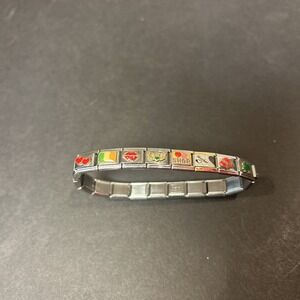 Italian Charm Bracelet - 15 Decorated Charms -Different Links S.Steel Irish M/L